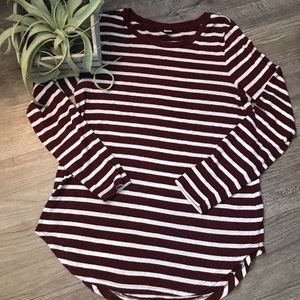 Old Navy Burgundy Striped Long Sleeve Tee